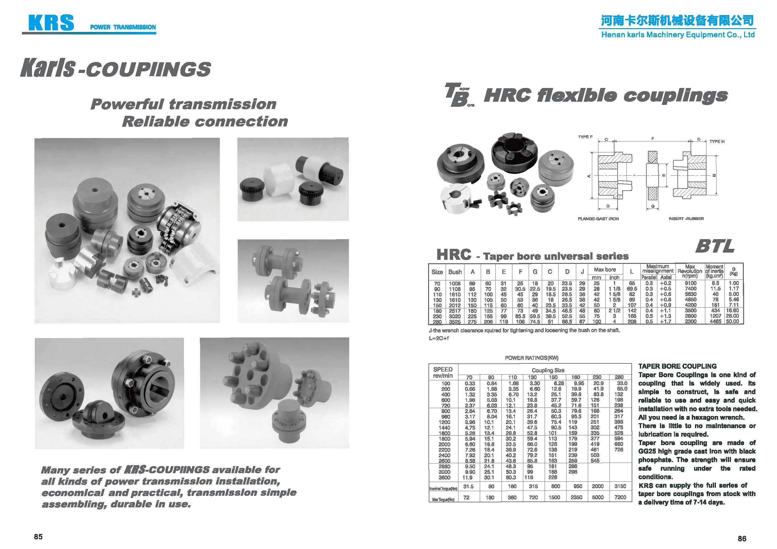 Taper bush HRC shaft couplings